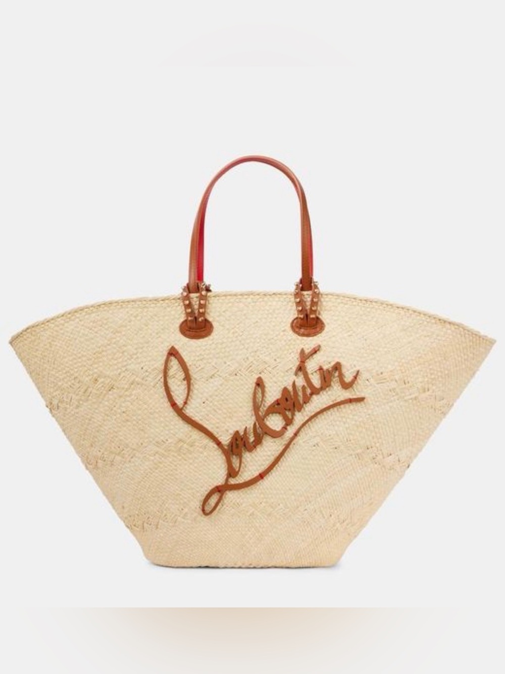 CHRISTIAN LOUBOUTIN NATURAL CABATA LARGE RAFFIA BEACH TOTE BAG